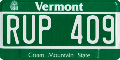 VT license plate RUP409