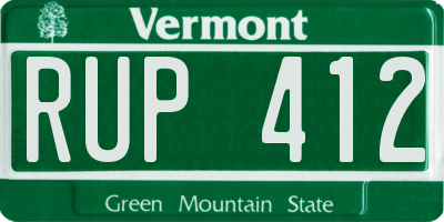 VT license plate RUP412