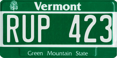 VT license plate RUP423