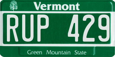 VT license plate RUP429