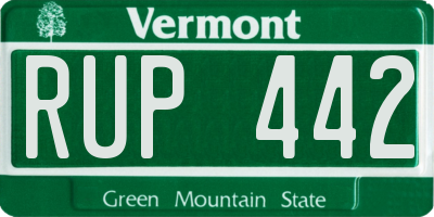 VT license plate RUP442