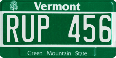 VT license plate RUP456