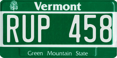 VT license plate RUP458