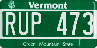 VT license plate RUP473