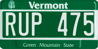 VT license plate RUP475