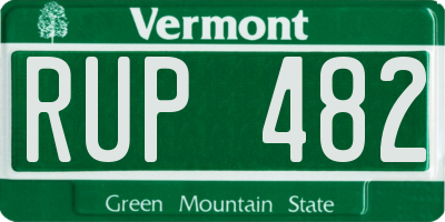 VT license plate RUP482