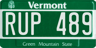 VT license plate RUP489