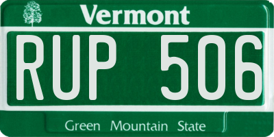 VT license plate RUP506