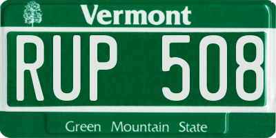 VT license plate RUP508