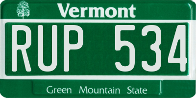 VT license plate RUP534