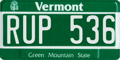 VT license plate RUP536