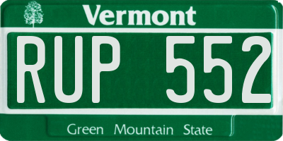 VT license plate RUP552