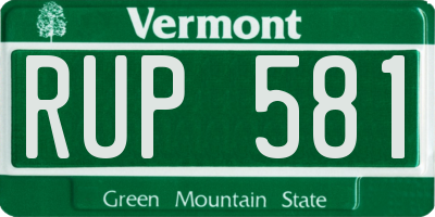 VT license plate RUP581