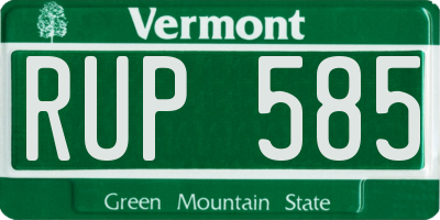 VT license plate RUP585