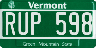 VT license plate RUP598