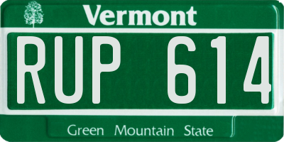 VT license plate RUP614