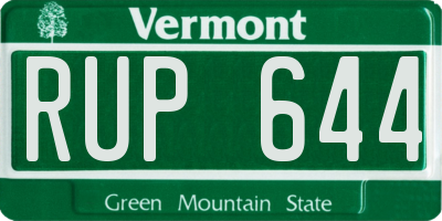 VT license plate RUP644
