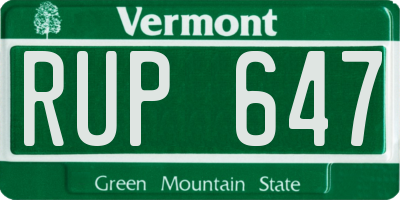 VT license plate RUP647