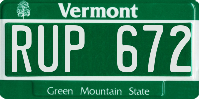 VT license plate RUP672