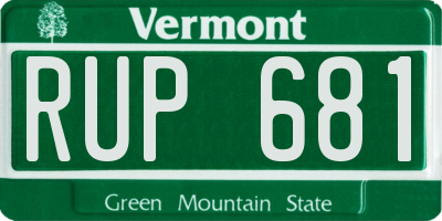 VT license plate RUP681
