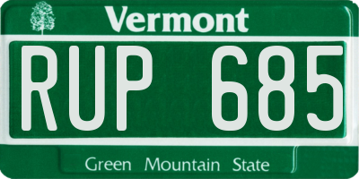 VT license plate RUP685
