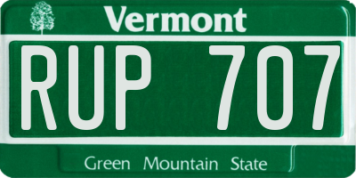 VT license plate RUP707