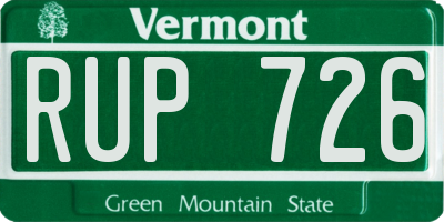 VT license plate RUP726