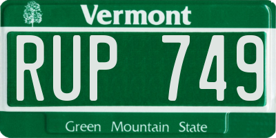 VT license plate RUP749