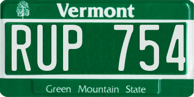 VT license plate RUP754
