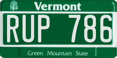 VT license plate RUP786