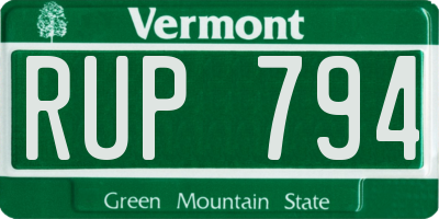 VT license plate RUP794