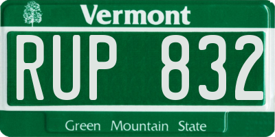 VT license plate RUP832
