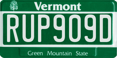 VT license plate RUP909D