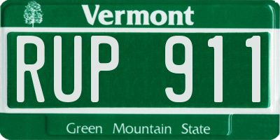VT license plate RUP911