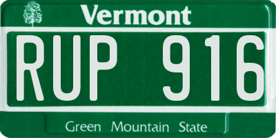 VT license plate RUP916