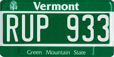 VT license plate RUP933