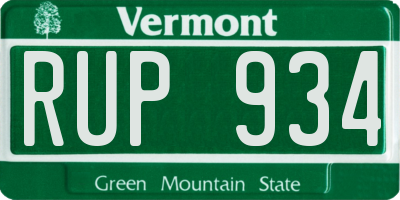 VT license plate RUP934