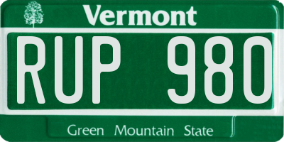 VT license plate RUP980