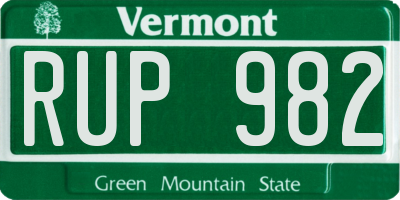 VT license plate RUP982