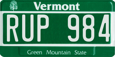 VT license plate RUP984