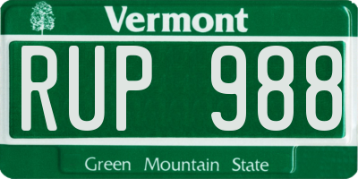 VT license plate RUP988