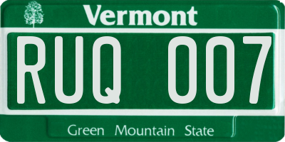 VT license plate RUQ007