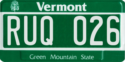 VT license plate RUQ026
