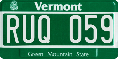 VT license plate RUQ059