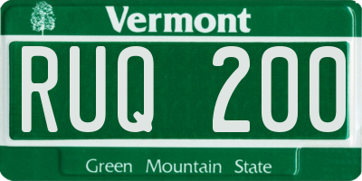 VT license plate RUQ200