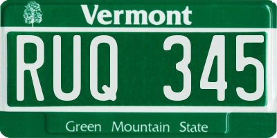 VT license plate RUQ345