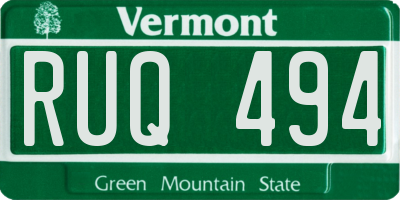 VT license plate RUQ494