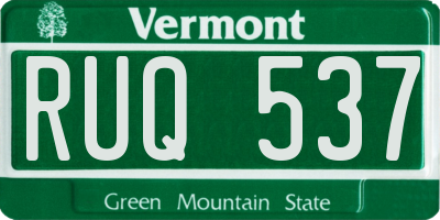 VT license plate RUQ537