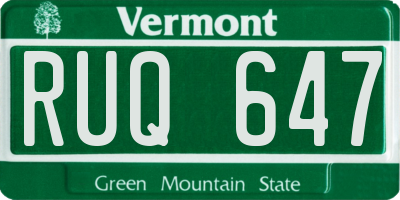 VT license plate RUQ647