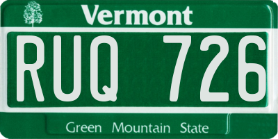 VT license plate RUQ726